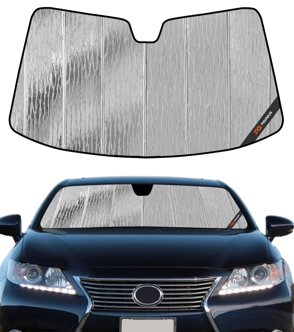 Pigenius shade installed in Lexus ES front windshield reducing cabin heat