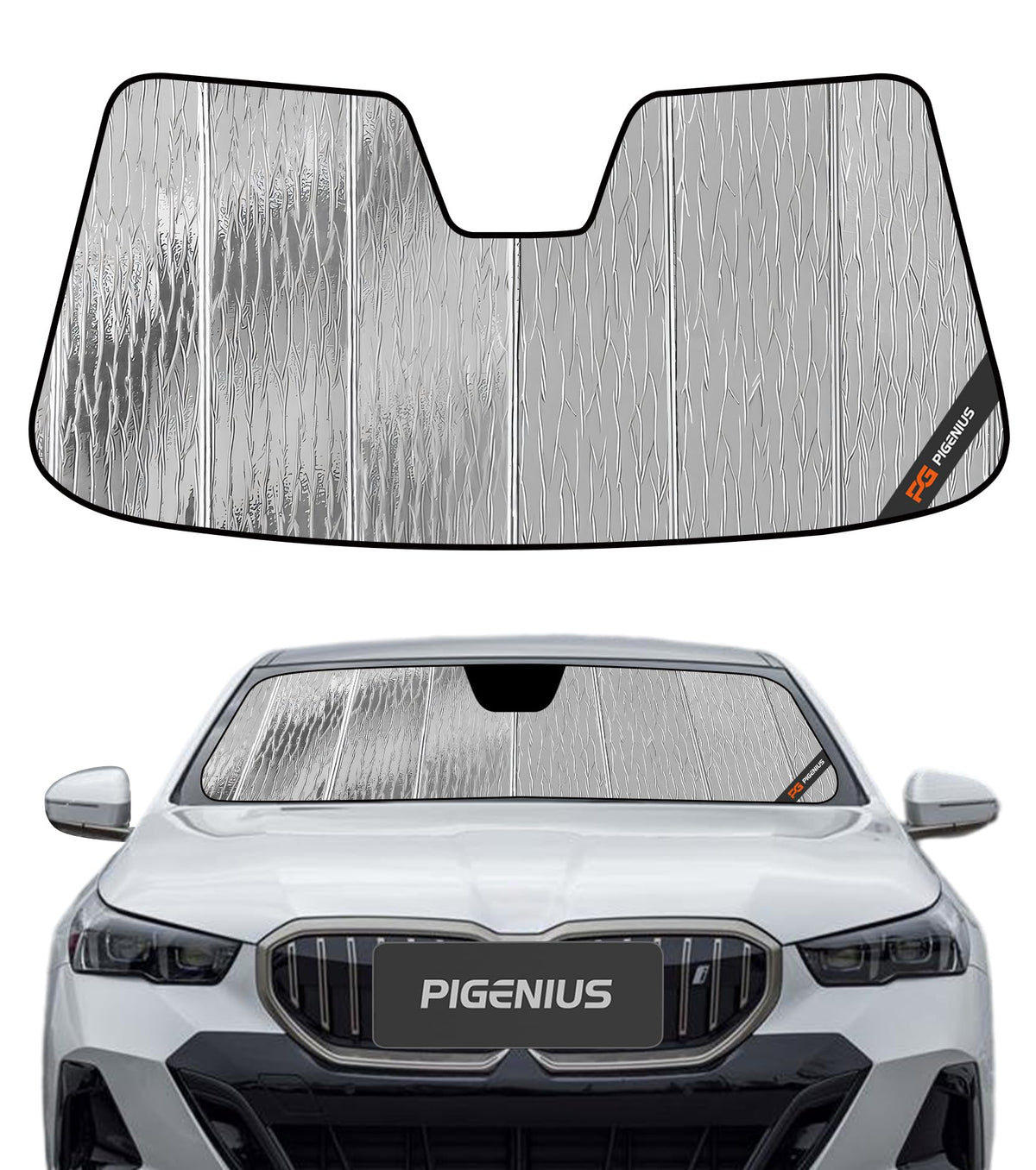 Pigenius front packaging image showing fit for BMW 5 Series G30 benefits heat reflection