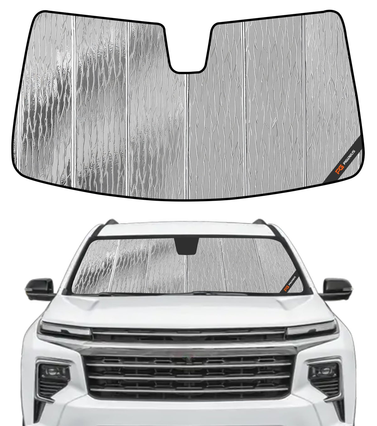 Pigenius front packaging showing fit for Chevrolet Traverse and protective benefit