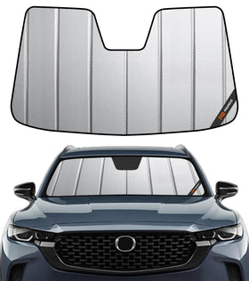 Pigenius front packaging showing sunshade and fit for Mazda CX-50, protects interior
