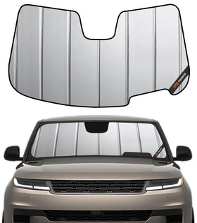 Pigenius front sunshade installed on Range Rover windshield protects interior