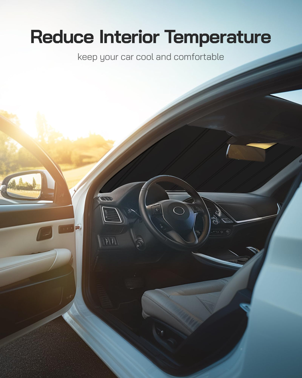 Pigenius sunshade next to ruler showing exact fit dimensions for Ford F-150