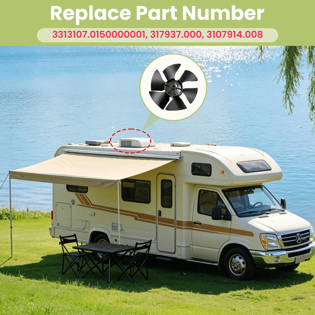 PIHIL fan blade installed on RV rooftop unit demonstrating restored airflow benefit