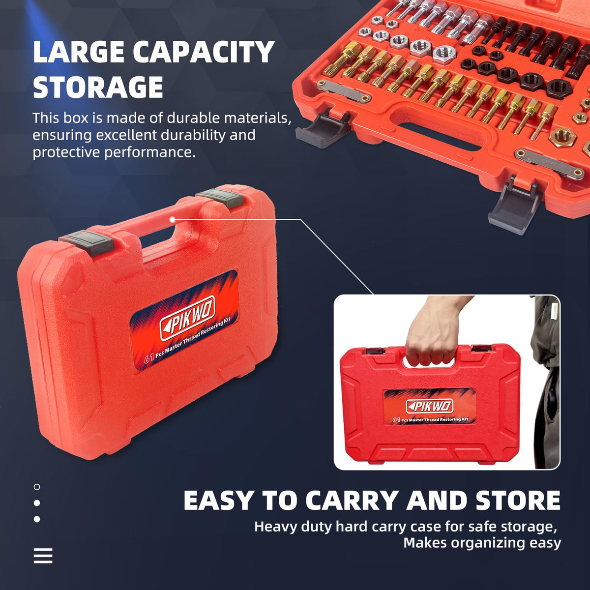 Pikwo kit beside a wrench showing size and portability for workshop use