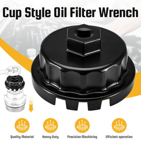 Pilida oil filter and wrench detail demonstrating easier service benefit