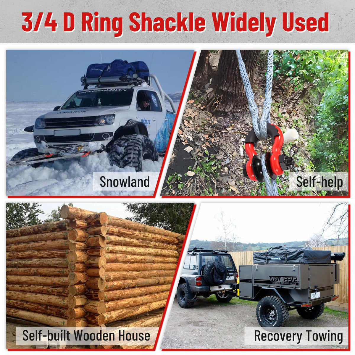 Pilida lifestyle image of off-road recovery with shackles and snatch blocks speeding vehicle extraction