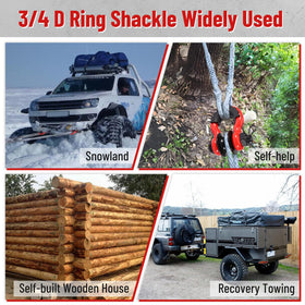 Pilida lifestyle image of off-road recovery with shackles and snatch blocks speeding vehicle extraction