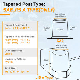 Pilida positive and negative terminal labels showing clear polarity and safer installation