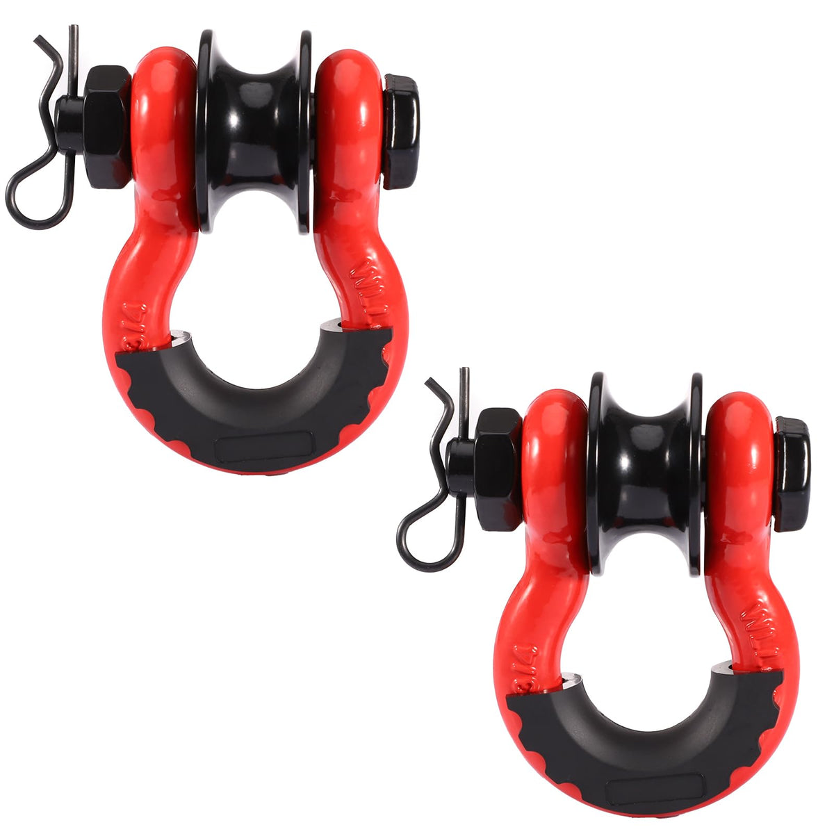 Pilida front packaging showing two red 3/4" D-ring shackles and snatch blocks for reliable recovery