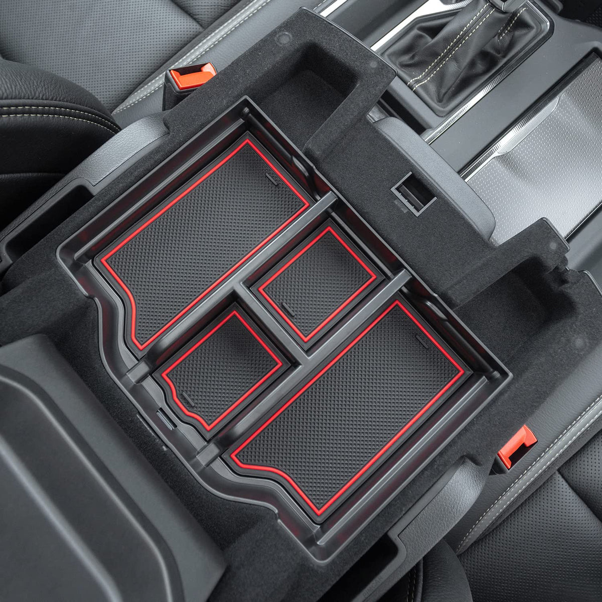 PIMCAR front view of red-trim insert showing neat compartments and improved organization