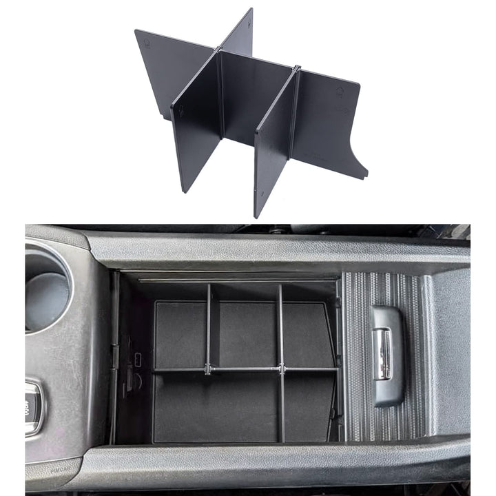 PIMCAR front view of center console organizer showing neat layout and fit