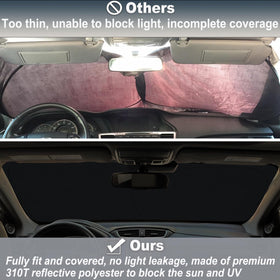 PIMCAR folded sun shade in pouch for compact storage and portability