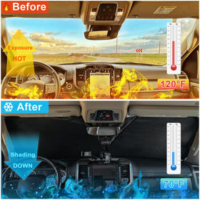 PIMCAR folded compact sunshade in pouch for convenient storage benefit