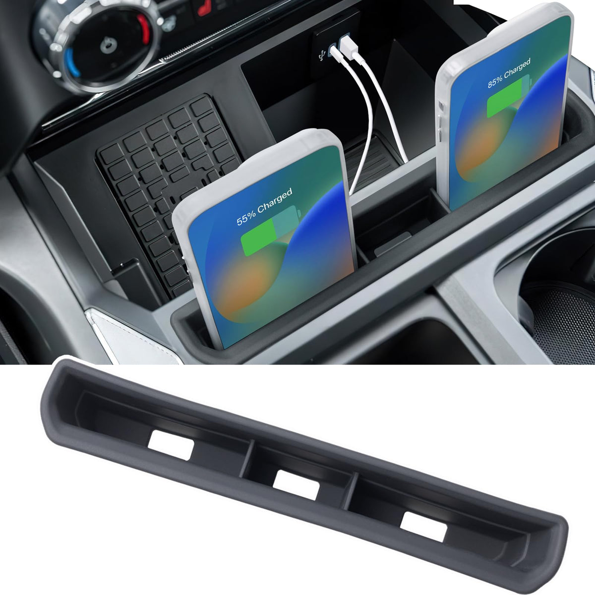 PIMCAR front view of console insert showing clean OEM fit and protection