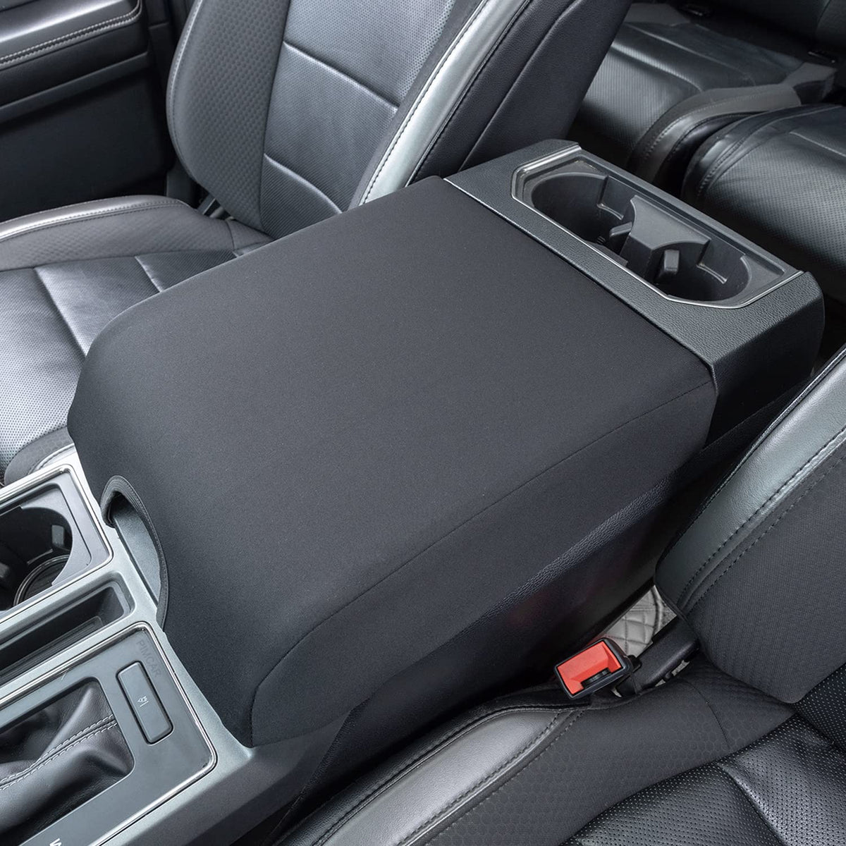 PIMCAR front view of center console cover showing fit and finish, protects armrest