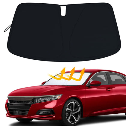 PIMCAR front view of shade on Accord showing full windshield protection