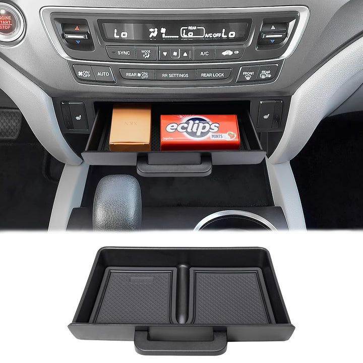 PIMCAR front view of removable center console tray showing neat organization benefit