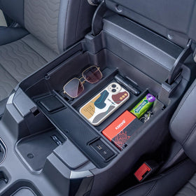 PIMCAR front view of console organizer showing neat storage benefit