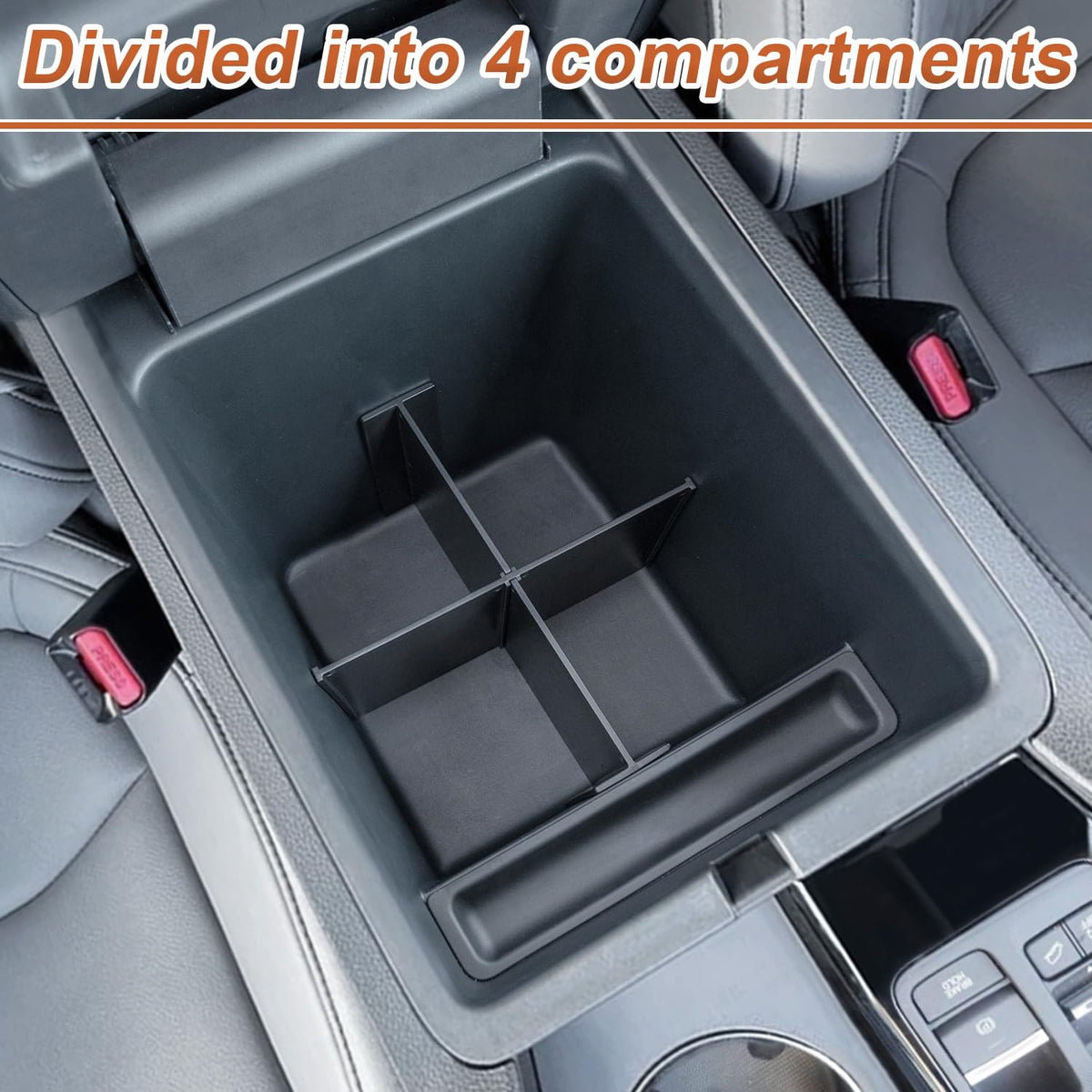 PIMCAR hidden storage box installed under armrest maximizing usable space securely