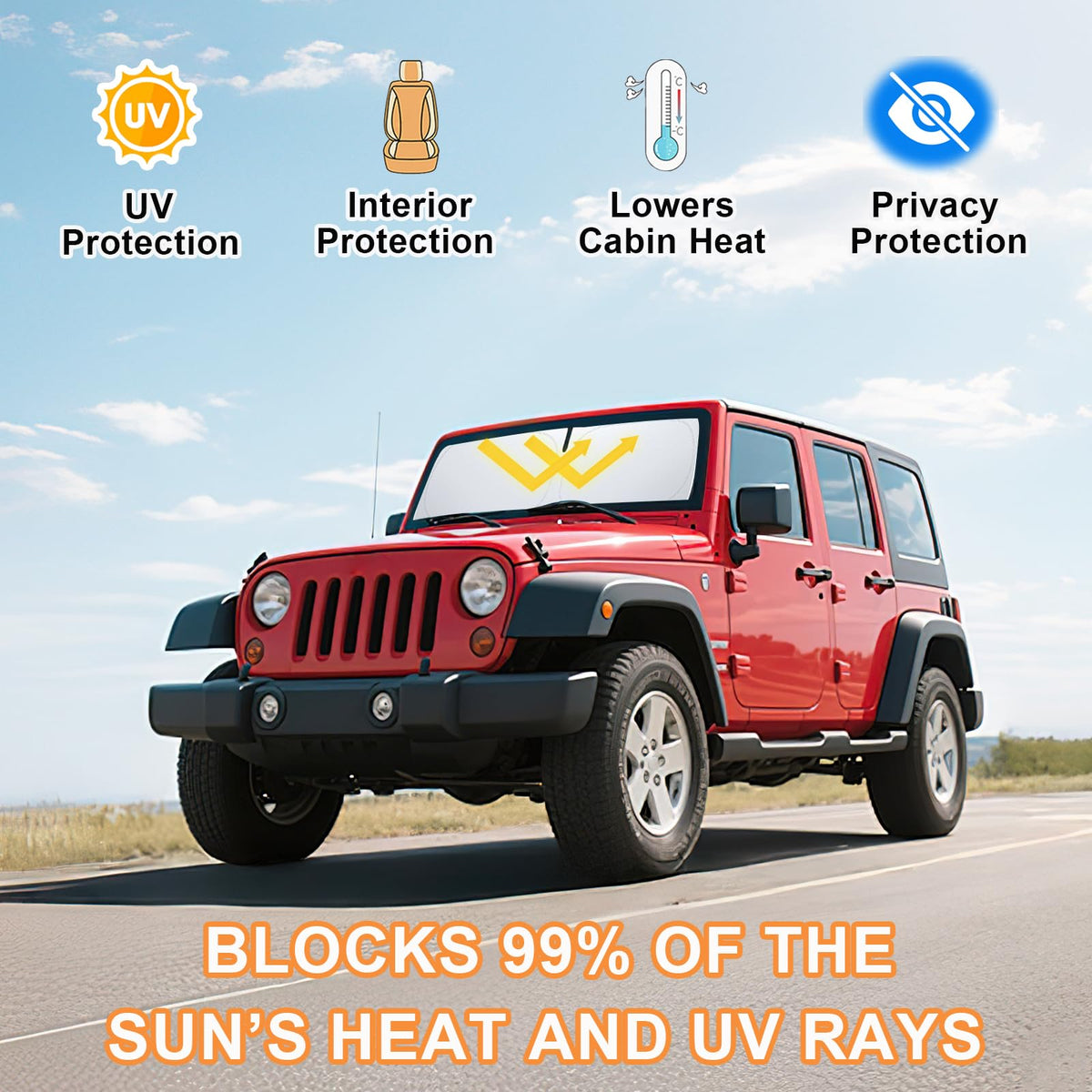 PIMCAR installed in a 2-door Wrangler JK keeping cabin cooler and protecting dash
