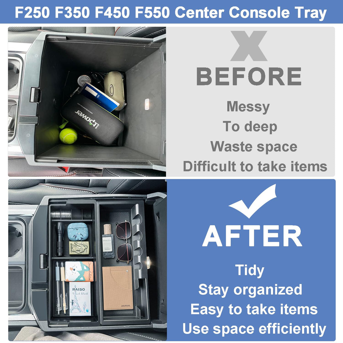 PIMCAR showing tool-free drop-in installation into the Ford Super Duty console