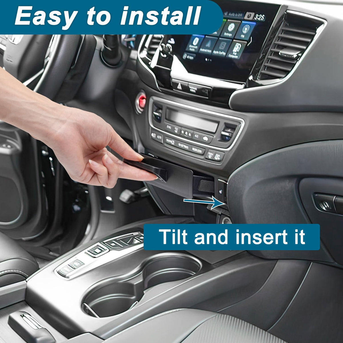 PIMCAR tray installed in Honda Pilot console for tidy storage benefit