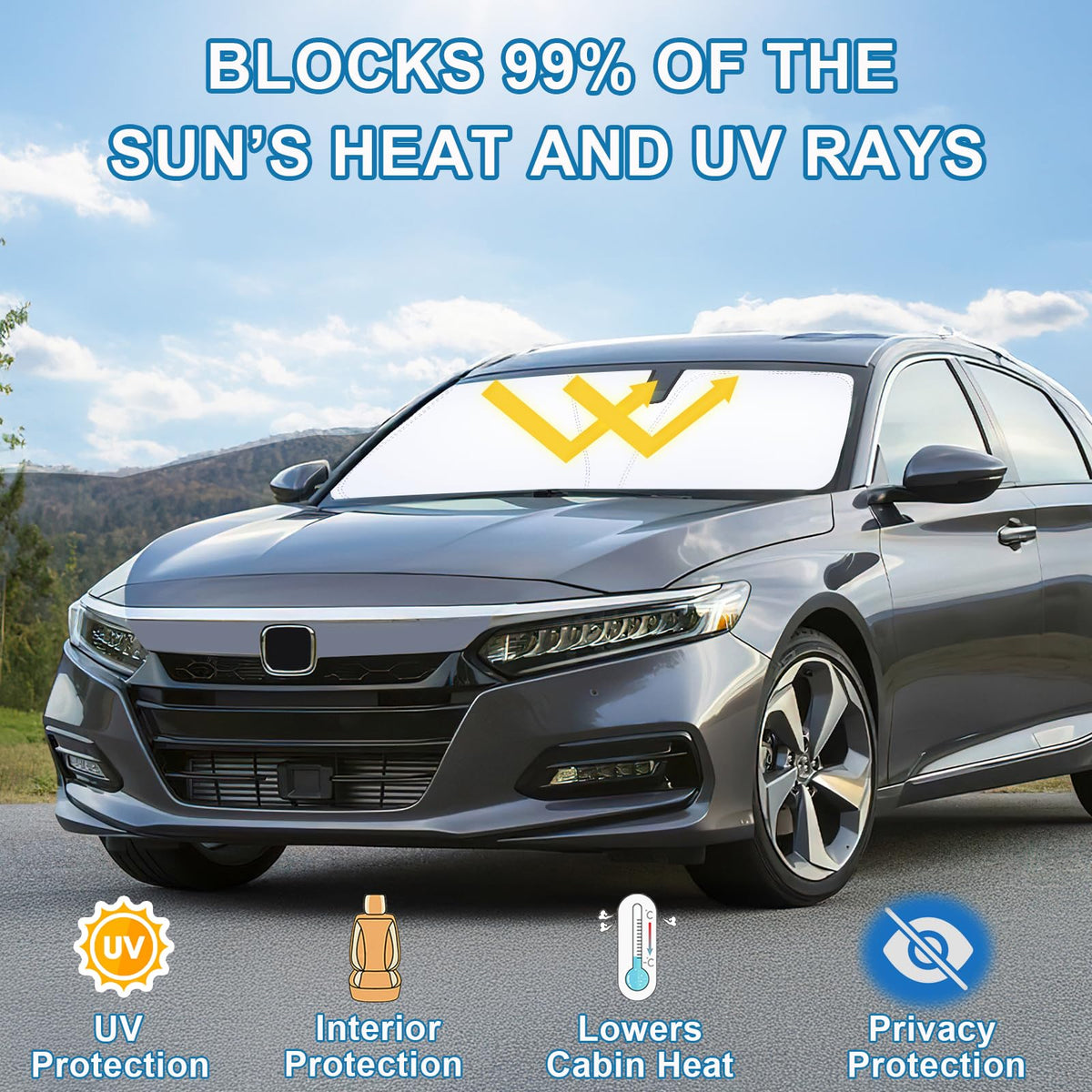 PIMCAR installed inside Honda Accord blocking sunlight and lowering cabin heat