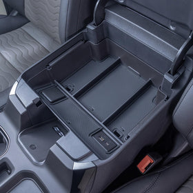 PIMCAR organizer installed with phone and keys for convenient reach