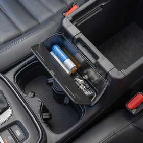 PIMCAR lifestyle in car showing installed hanging box and clutter-free interior benefit