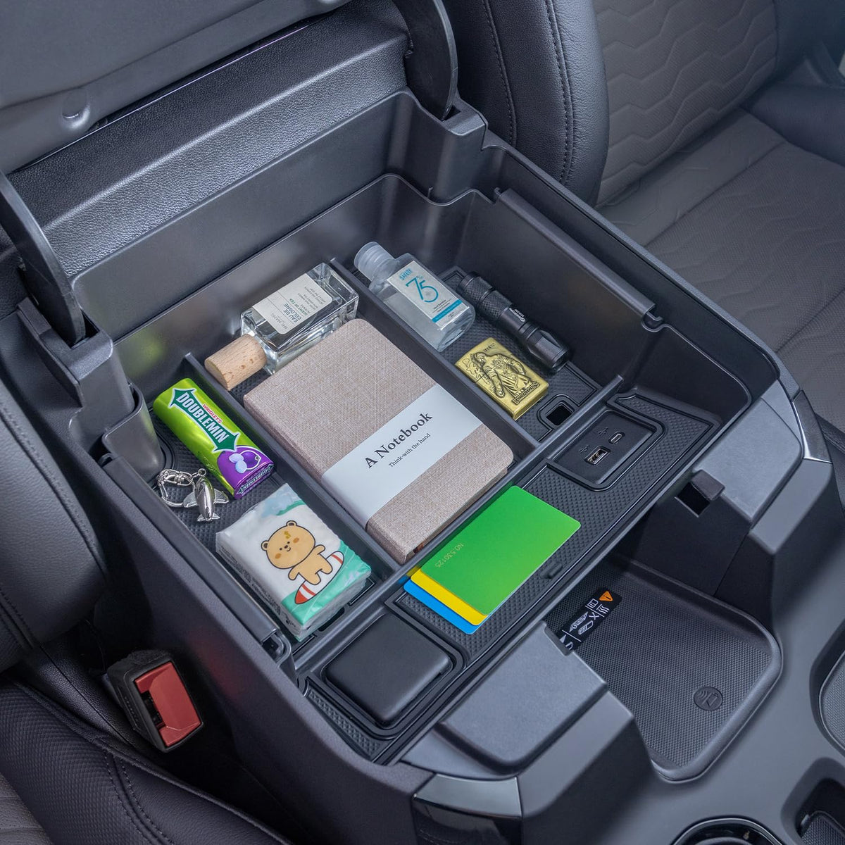 PIMCAR lifestyle shot of truck interior keeping cabin clutter-free