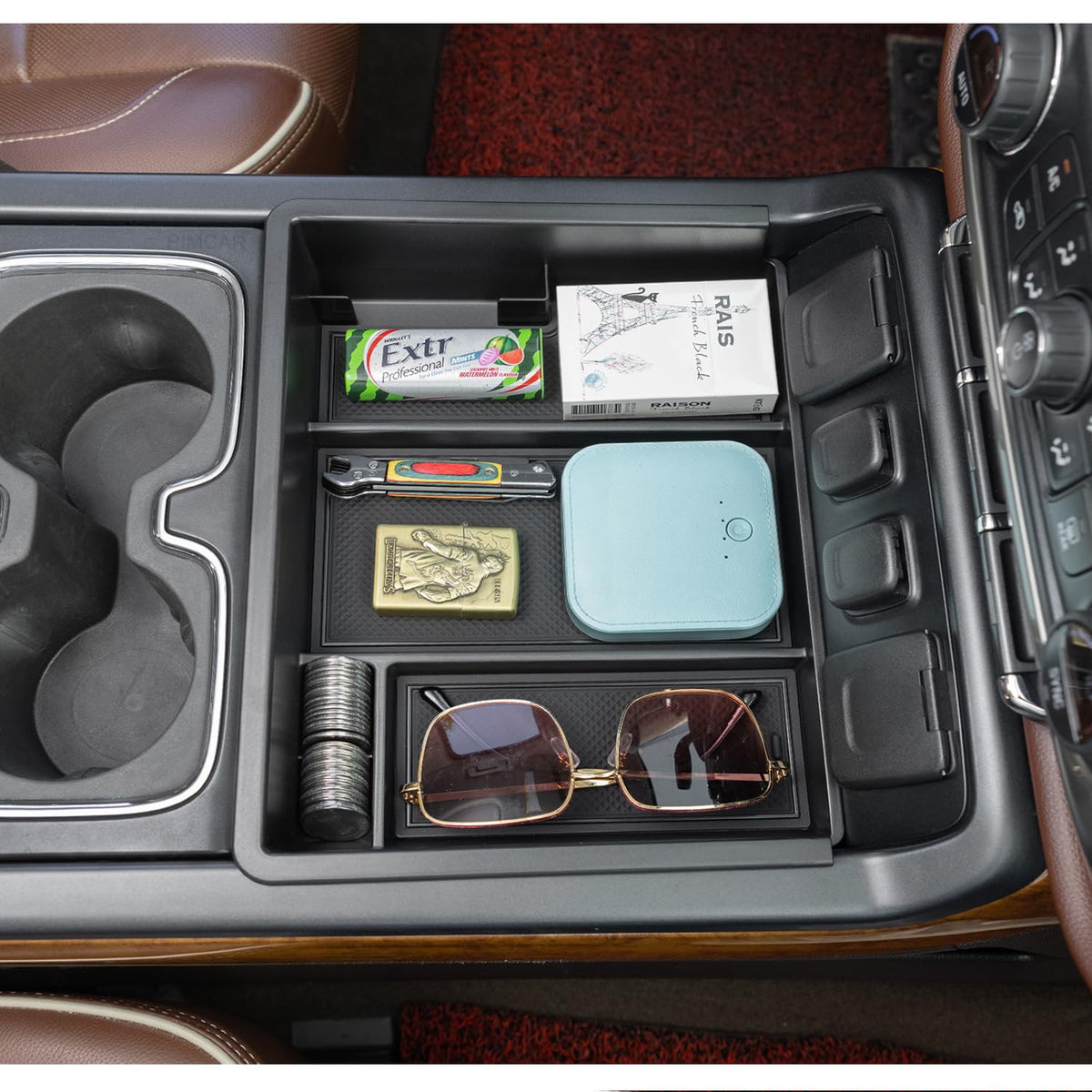 PIMCAR in truck interior lifestyle shot keeping cabin tidy and organized