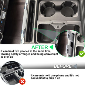 PIMCAR insert holding two phones upright while charging safely