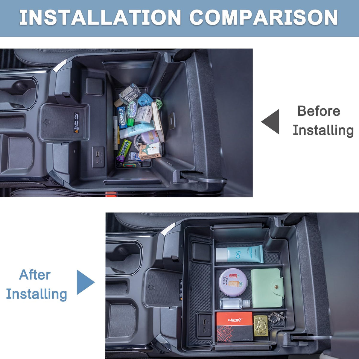 PIMCAR view of USB ports and wireless charging preserved for usability