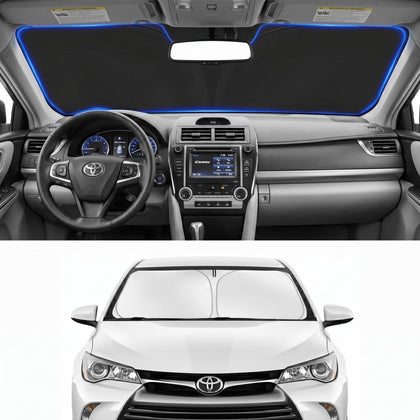 PinBaoLaLa front view showing custom-fit Camry sunshade protecting interior
