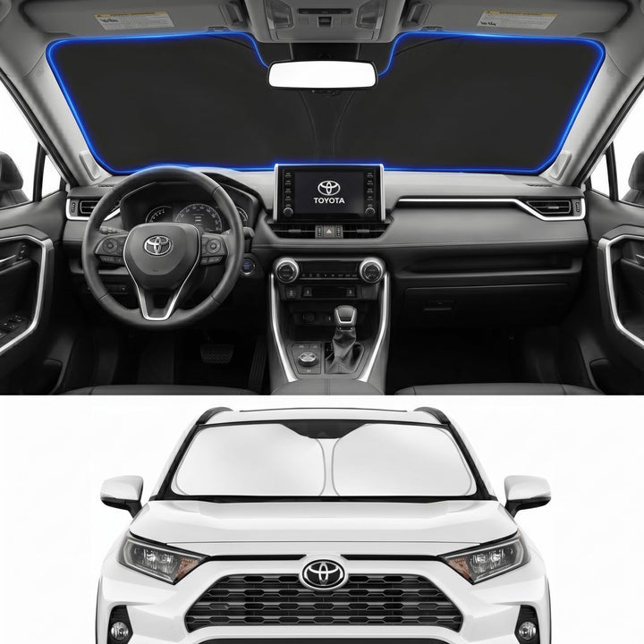 PinBaoLaLa front packaging on RAV4 windshield demonstrating fit benefit