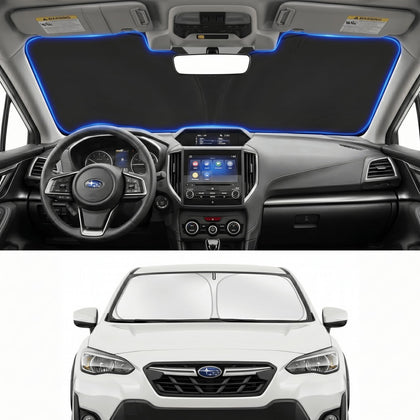PinBaoLaLa front view on Crosstrek windshield showing full coverage and reduced glare