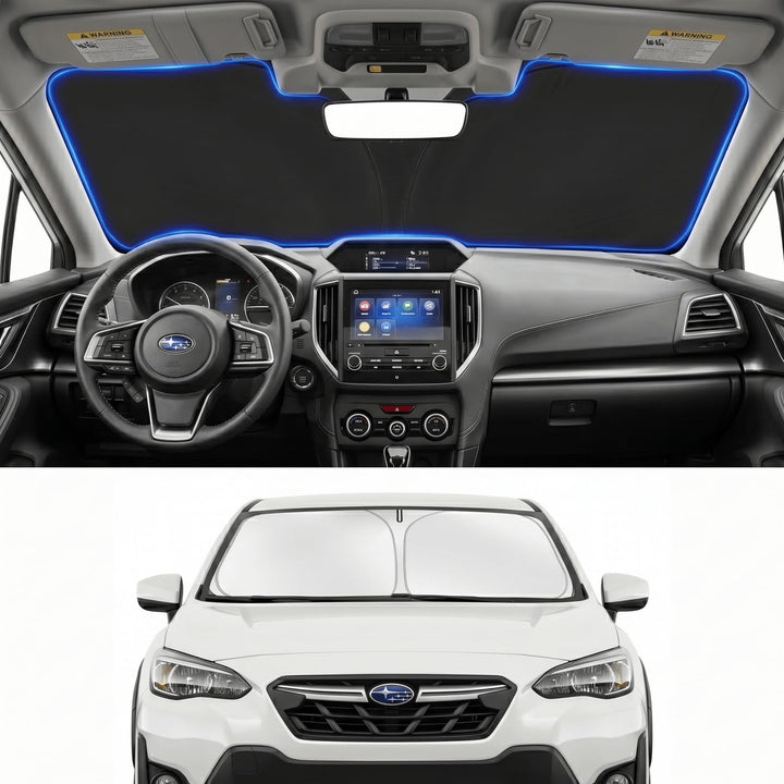 PinBaoLaLa front view on Crosstrek windshield showing full coverage and reduced glare