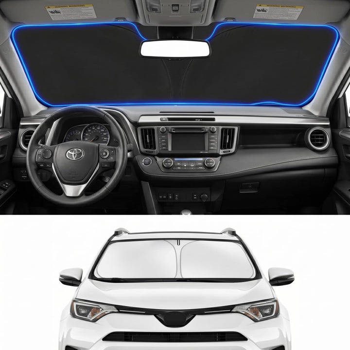 PinBaoLaLa front view on RAV4 windshield showing full coverage benefit