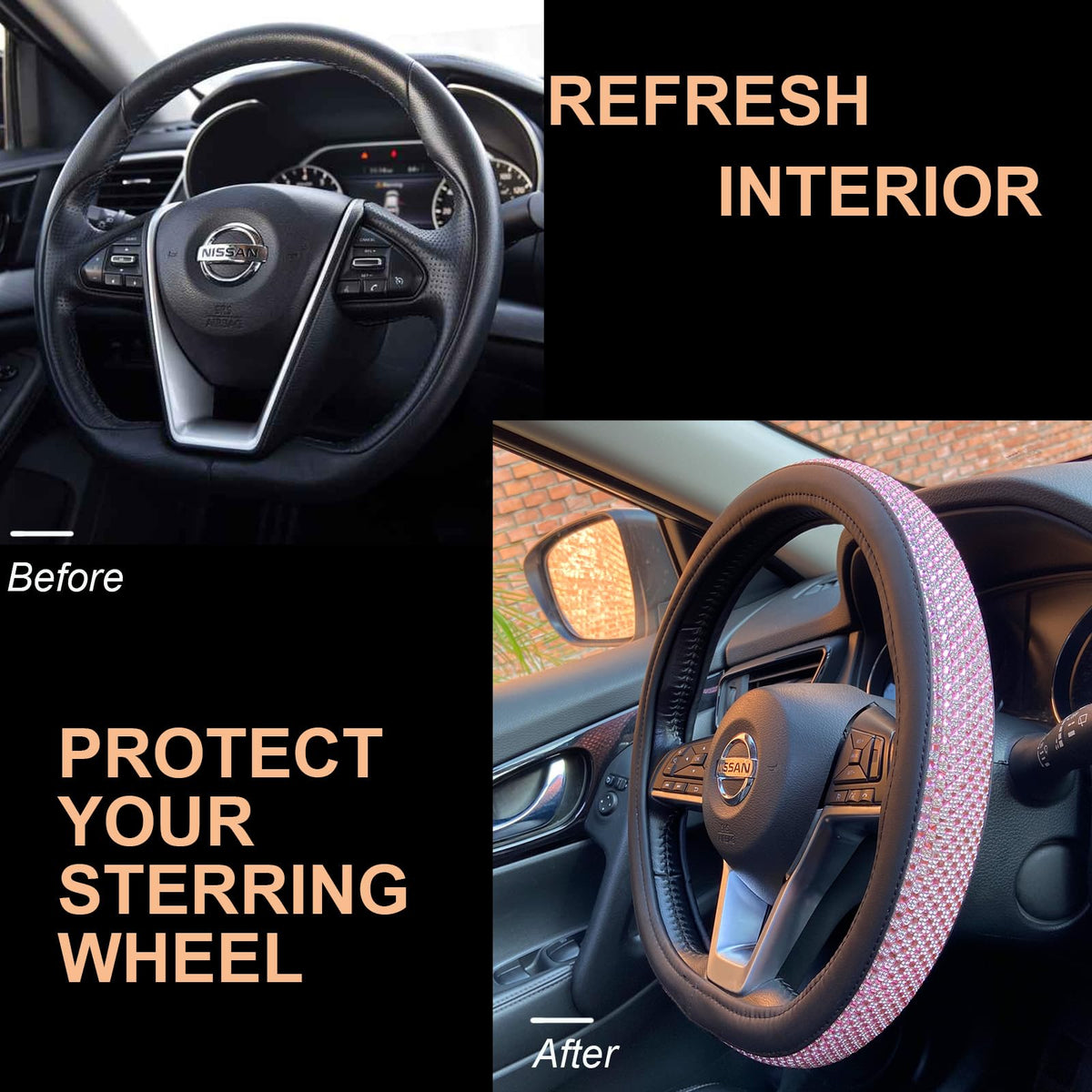 PINCTROT installed on flat-bottom wheel demonstrating D-shape fit and cosmetic upgrade