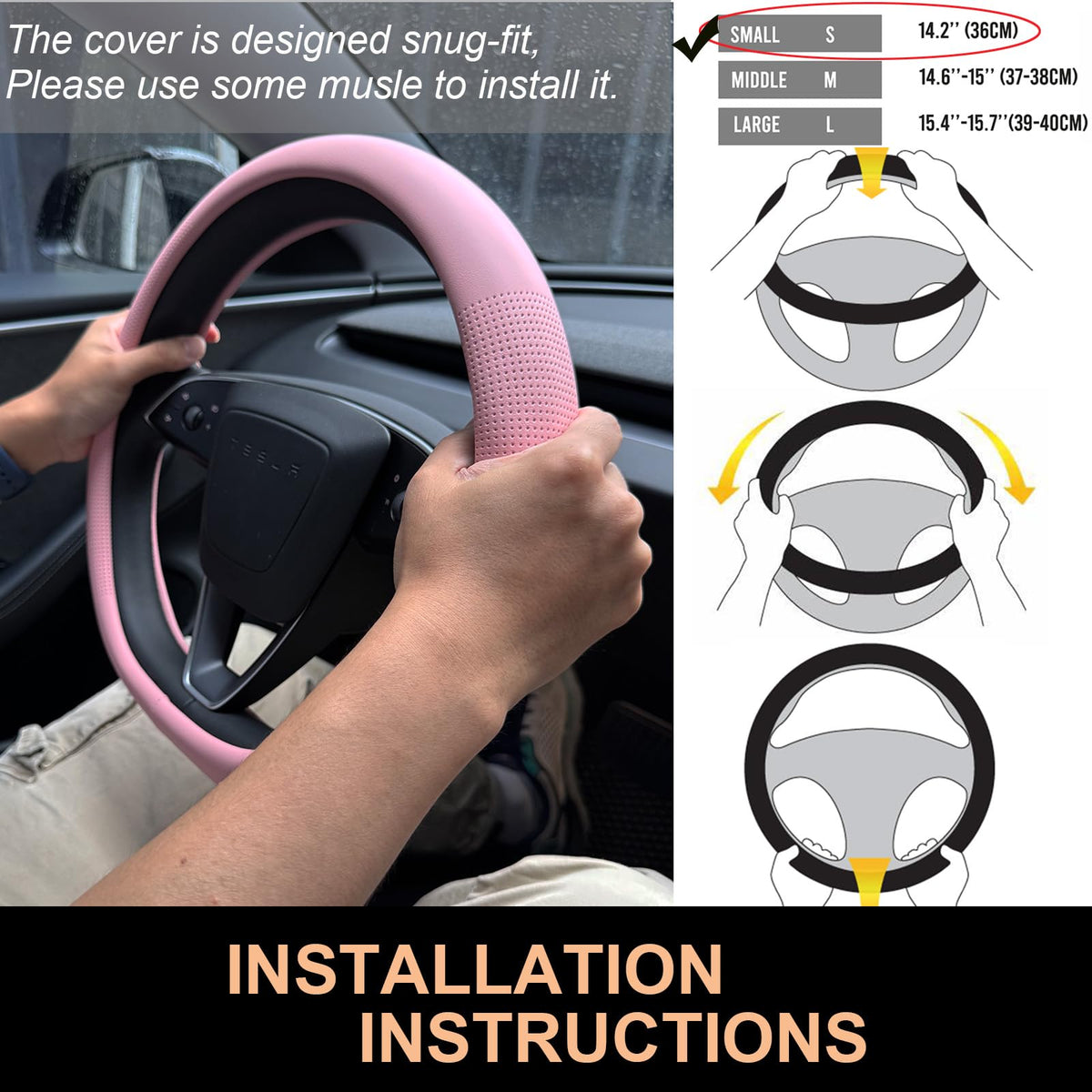 PINCTROT packaging with sizing guide showing quick install and compatibility benefit