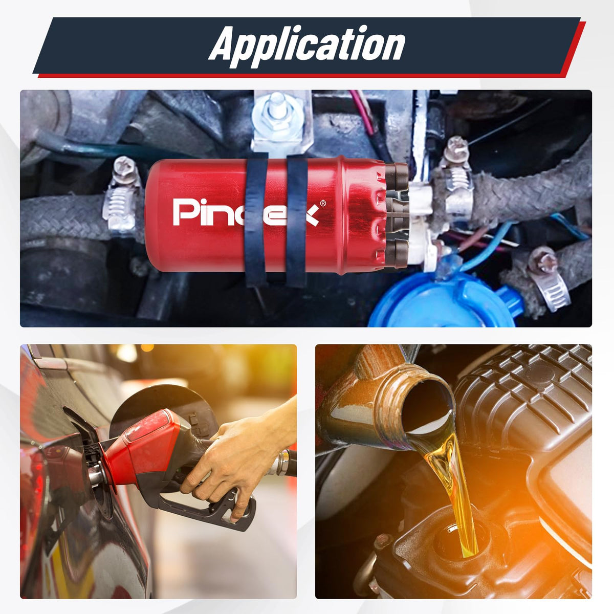Pindex inlet and outlet push-on fittings showing proper hose compatibility