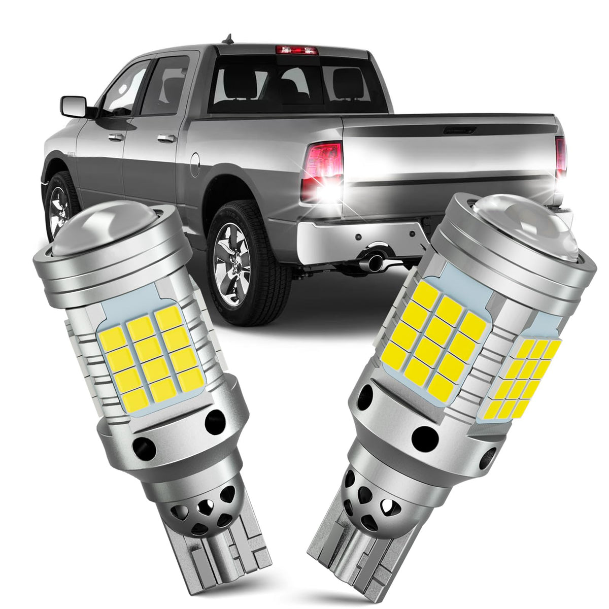 PINIHED front view pair showing plug-and-play fit and bright output benefit