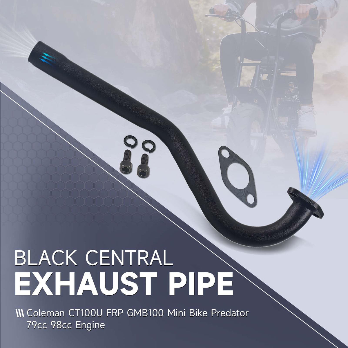 pinkhatcat exhaust side view mounted on CT100U demonstrating correct fit