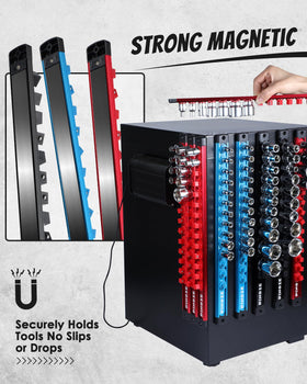 PINOZE magnetic base attached to steel toolbox for secure holding