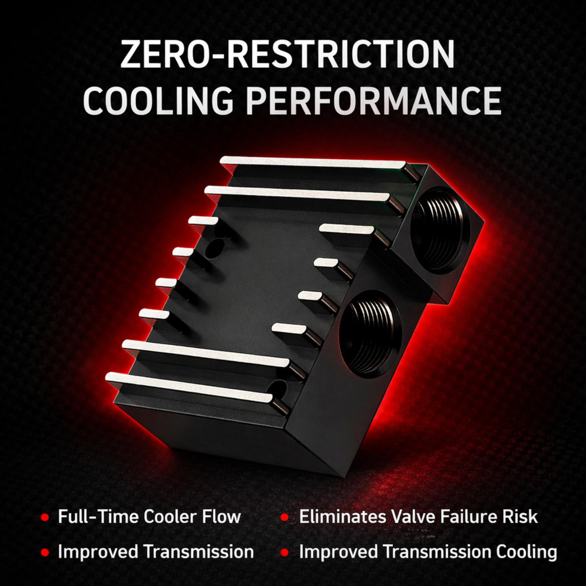 Piping Hot Art Works RevMax installed on Ram transmission demonstrating easier cooler line circulation benefit