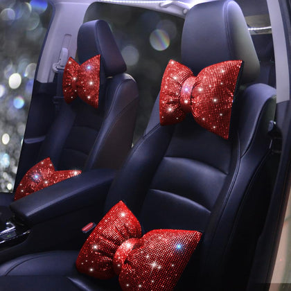 Pirador red butterfly neck pillow front view showing plush and crystals, adds sparkle