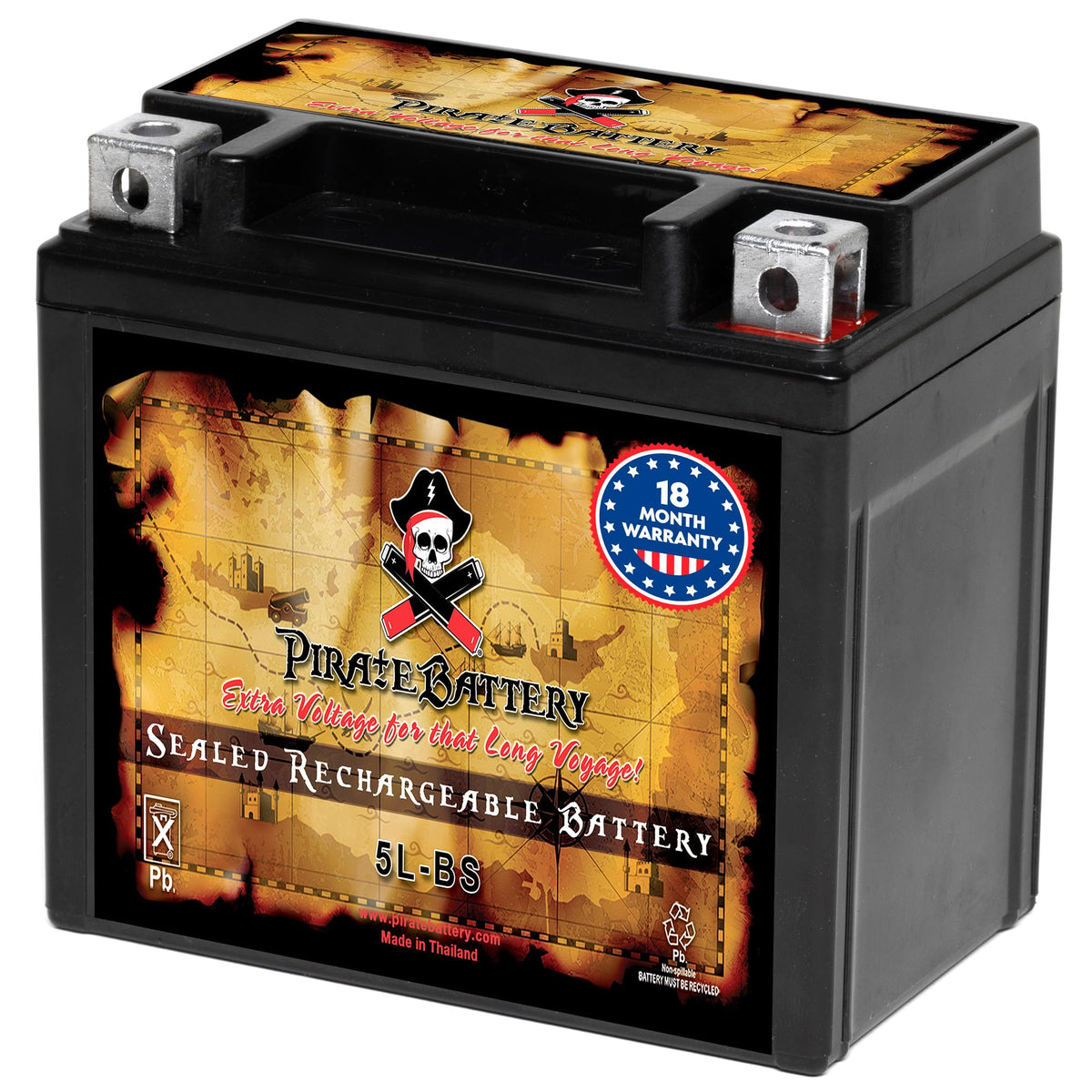 Pirate Battery front packaging showing model and ready-to-use benefit