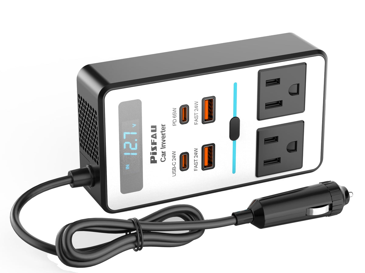 PiSFAU front view showing AC outlets and voltage display for easy monitoring