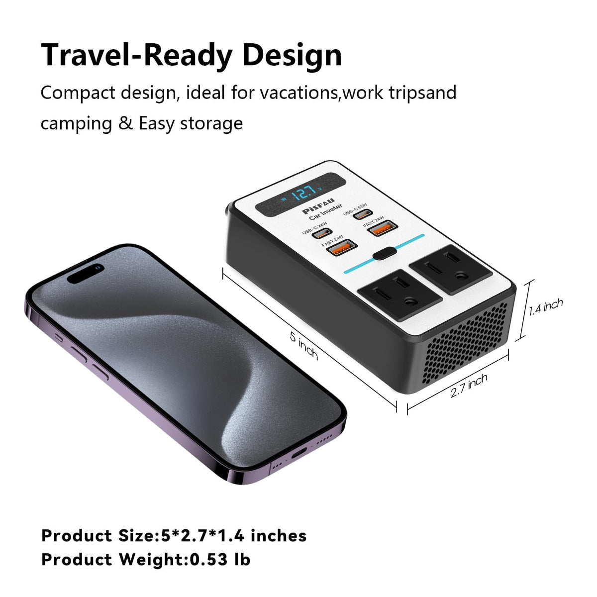 PiSFAU next to smartphone showing compact size for easy storage