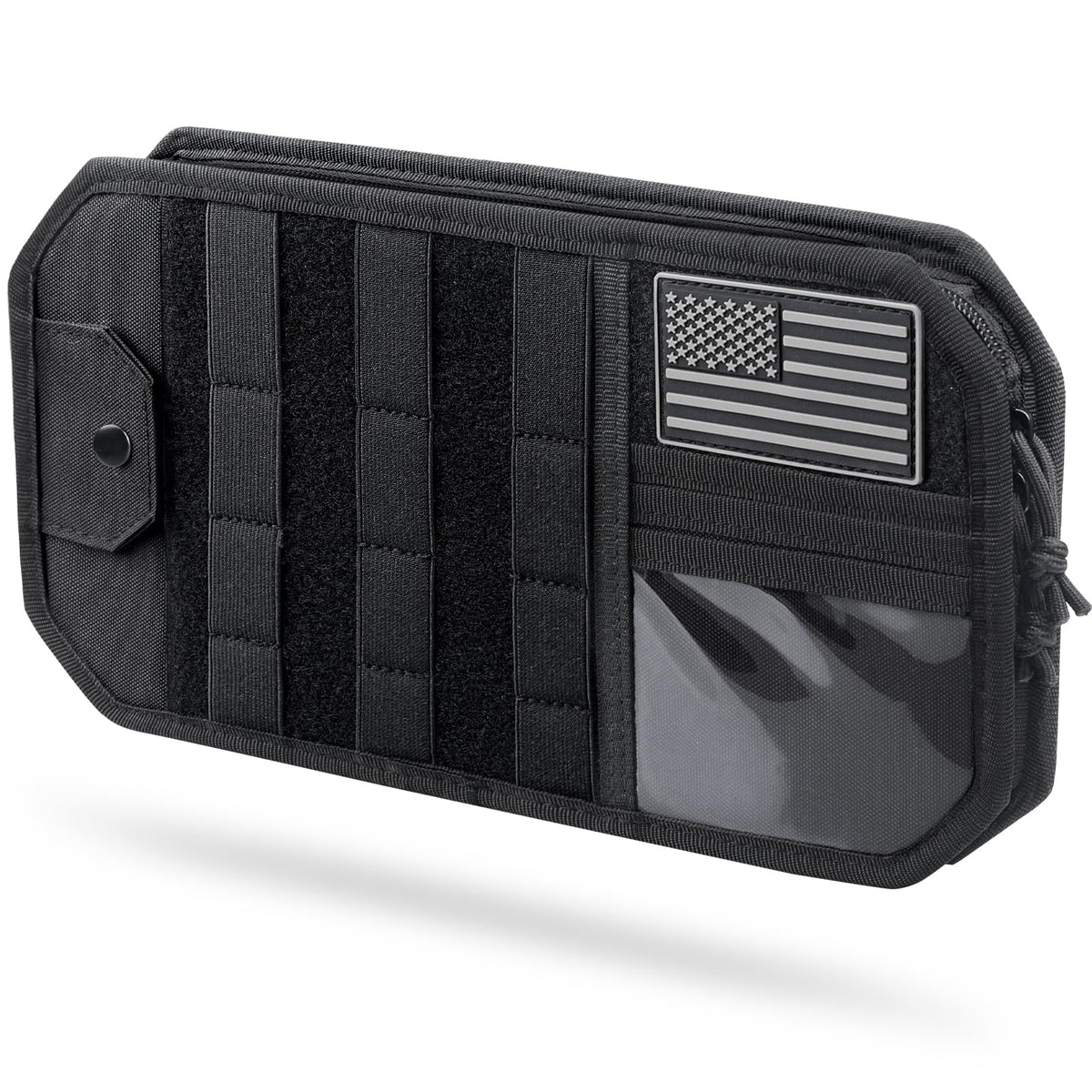 pitozer front view of visor organizer showing pockets and neat storage benefit